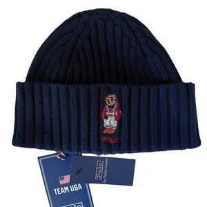 Polo Ralph Lauren 2026 Team USA POLO Bear Knit Blue Beanie OS NWT